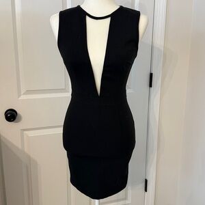 Tobi Black Dress with Mesh V Neck Sz S